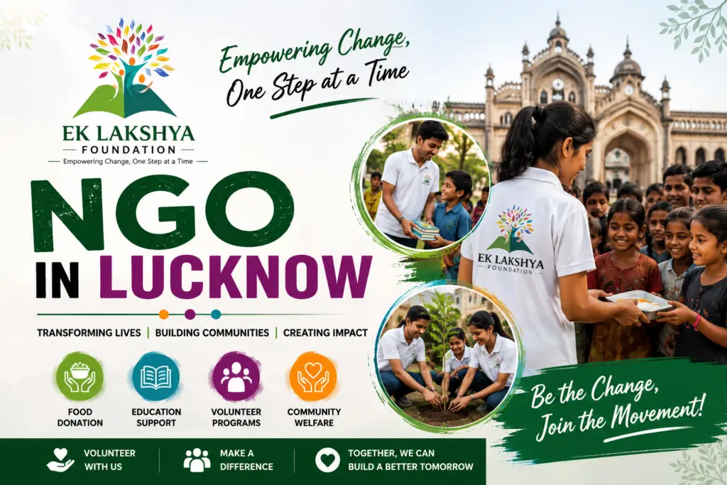 Volunteers of Ek Lakshya Foundation conducting a community welfare drive in Lucknow