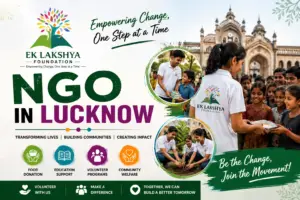 Volunteers of Ek Lakshya Foundation conducting a community welfare drive in Lucknow